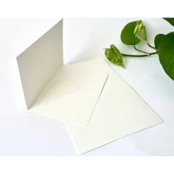 Clearance 3 - 50 Stück Karten wahlweise mit Umschlag Klappkarten aus Kraftpapier cremeweiß Einladungskarten