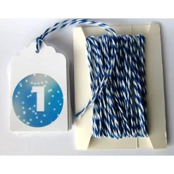 Hot 24 Adventskalenderzahlen Anhänger tags, blau Schneeflocken weiss,  Adventskalender Bäckergarn, bunt-mixx Adventskalenderzahlen