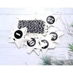 Adventskalenderzahlen|bunt-mixx-DESIGN 24/25 Adventskalenderzahlen Stern, Zahlen Flexfolie schwarz, Bäckergarn schwarz weiß,