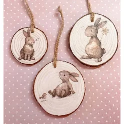Best 3 Anhänger aus Holzscheiben, Hasen, Häschen, Ostern Osterdeko