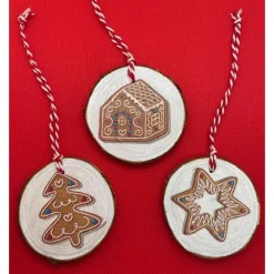 Sale 3 Anhänger aus Holzscheiben, Lebkuchen, Weihnachten, Winter Geschenkeanhänger
