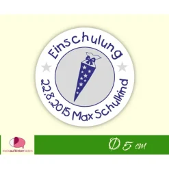 Clearance 15 Aufkleber | Einschulung - Schultüte mit Sternchen - weiß blau - personalisierbar Kinder Einschulung