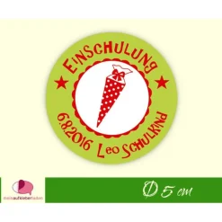 Best 15 Aufkleber | Einschulung - Schultüte mit Pünktchen - grün rot - personalisierbar Kinder Einschulung