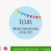 15 Aufkleber | Meine Einschulung hellblau - Bunte Wimpel  - personalisierbar | Schulanfang, Kinderparty Kinder Einschulung