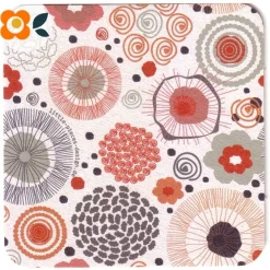 Clearance 10 Bierdeckel Hippie Scandi Blumenmix, 60er Flower-Power Phantasieblumen Tischdekoration