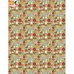 10 Bogen Geschenkpapier Garten der Siebziger, floral & neutral, mit Frühlingsblumen im Retrodesign Geschenkverpackungen