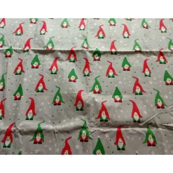 90 cm Reststück, Baumwollstoff, Wichtel, grau-grün-rot, 160 cm breit Weihnachtsstoffe