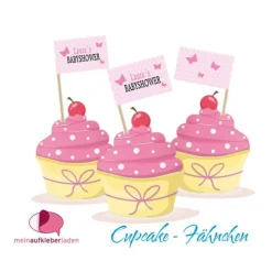 18 Cupcake-Fähnchen - Aufkleber | Babyshower Geschenke