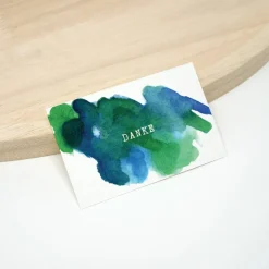 Outlet 50 Dankeskarten klein Vintage Aquarell Zeichnung | blau grün | Dankeskarten klein | Abstrakt modern | Mini Dankekarte Danksagungskarten