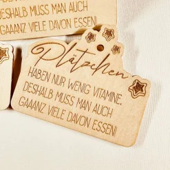 Outlet 3 Deko-Anhänger Plätzchen, Holz, Geschenkanhänger Geschenkeanhänger