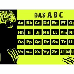 Best 3 er Schulset - NEON | A4 Stundenplan + Lernposter: Tiger - wiederbeschreibbar Kinder Einschulung