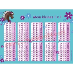 Sale 4 er Set  A4 Stundenplan + Lernposter + Heftaufkleber  | Pony Blumen - türkis lila Kinder Einschulung