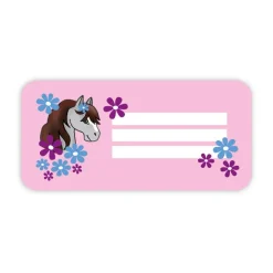 Best 4 er Set  A4 Stundenplan + Lernposter + Heftaufkleber  | Pony Blumen - rosa Kinder Einschulung