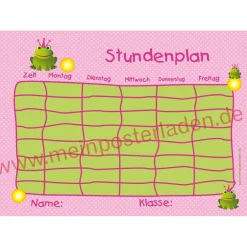 3 er Set Stundenpläne | Frosch - rosa Kinder Einschulung