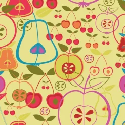 10 Glasuntersetzer Obstgarten, Untersetzer für Getränke mit Sommerfrüchten und farbigen, stilisierten Früchten Tischdekoration
