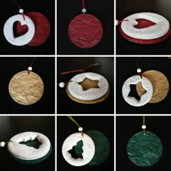 Clearance 3 große Anhänger Weihnachten | weiß rot gold grün | 9,5 cm | Herz Stern Tanne Baumschmuck