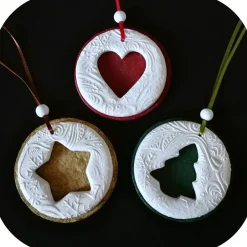 Clearance 3 große Anhänger Weihnachten | weiß rot gold grün | 9,5 cm | Herz Stern Tanne Baumschmuck
