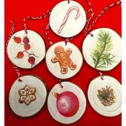 Sale 7 handgefertigte Holzscheiben-Anhänger Weihnachten Winter – Deko & Geschenkanhänger Geschenkeanhänger