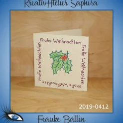 Weihnachtskarten|KreativAtelier Saphira ►2019-0412◄ Karte quadratisch - WEIHNACHTEN