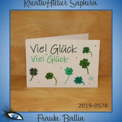 Sale [2019-0578] Klappkarte "Viel Glück" - handgeschrieben + handgezeichnet Glückwunschkarten
