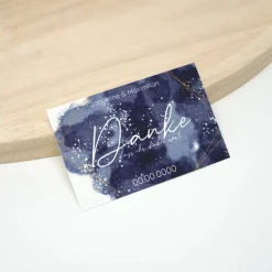 Danksagungskarten|Kreativschmalz 100 kleine Hochzeit Dankeskarte 03 | Nachthimmel Celestial Aquarell Hintergrund | Personalisiert mit Namen und Datum