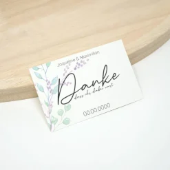 Online 100 kleine Hochzeit Dankeskarte 04 | Floral minimalistisch Hintergrund | Personalisiert mit Namen und Datum Danksagungskarten