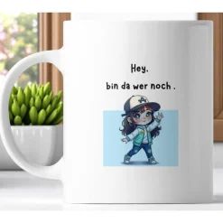 325 ml Keramiktasse mit süßem Comic-Mädchen & Spruch – Sublimationsdruck, spülmaschinenfest Geschenke