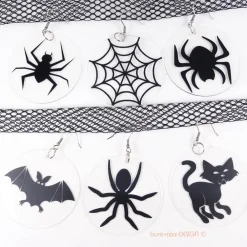1 Ohrhänger Halloween Spinne Feldermaus Katze, Acrylscheibe mit Motiv, handmade by BuntMixxDESIGN Schmuck