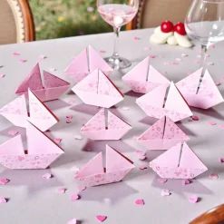 Clearance 10 Origami Segelboote rosa – Tischdeko Konfirmation, Taufe, Hochzeit, Schiffe, Boote, Papierdeko mit Herzen Tischdekoration