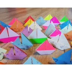Clearance 10 Origami Segelboote Tischdeko – Maritim, Bunt, Taufe, Hochzeit, Papierboote, Boote, Schiffe Tischdekoration