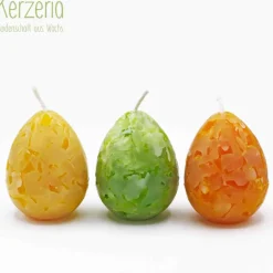 New 3 Ostereikerzen Mosaik GelbGrünOrange Osterkerzen