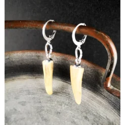 Best 1 Paar Ohrringe, Edelstahl und Horn, Auswahl Trachtenschmuck