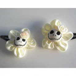 Clearance 1 Paar Skull  Blume Stoff creme Satin  Totenkopf ,Haarspange , Braut Brautschmuck