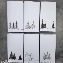 Adventskalender|Reizvolle Karten und mehr 6 Papiertüten mit Tannenbäumen als Geschenktüten, Adventskalendertüten oder Lichtertüten (2)
