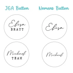 Outlet 10 personalisierte Hochzeit JGA Button, Stil 03 | runde 32mm Namen Button | Junggesellenabschied Namensbutton Junggesellinnenabschied