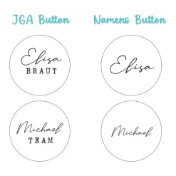 Junggesellinnenabschied|Kreativschmalz 10 personalisierte Hochzeit JGA Button, Stil 01 | runde 32mm Namen Button | Junggesellenabschied Namensbutton