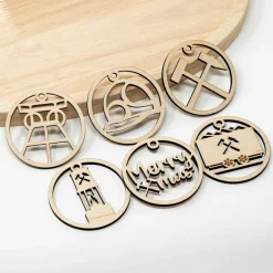 6 Ruhrpott Holzanhänger – Weihnachtsset | Pott Weihnachtsschmuck Motiv | Holz Baumschmuck Baumschmuck Personalisierbar