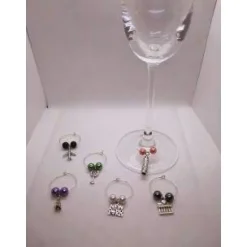Geschenke|Netles Kartenkunst & Schmuckallerlei 6 Sektringe - Markierungsringe für Stielgläser, Anhänger Reise