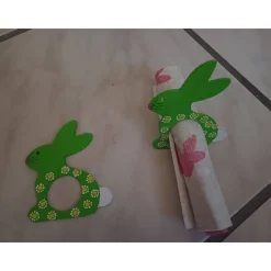 Clearance 2 Serviettenringe Hase, grün Ostertischdeko