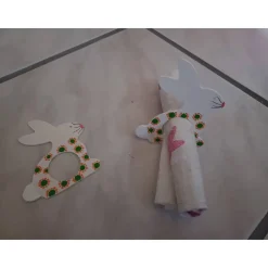 New 2 Serviettenringe Hase, weiß Ostertischdeko