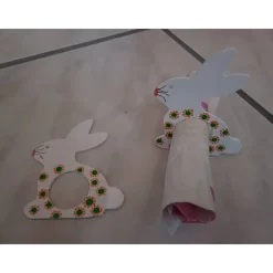 New 2 Serviettenringe Hase, weiß Ostertischdeko