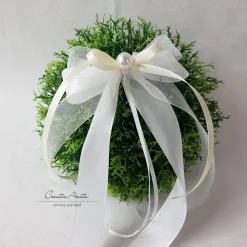 10 St. Autoschleifen CREME-WEISS - Antennenschleifen zur Hochzeit Accessoires