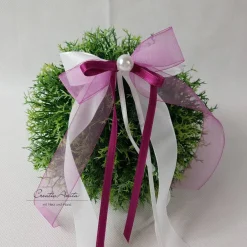 Clearance 10 St. Autoschleifen in BEERE mit WEISS oder CREME - Antennenschleifen zur Hochzeit Hochzeitsdeko