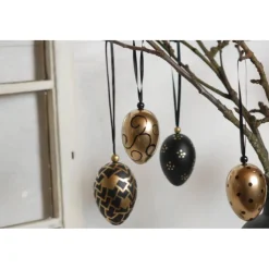 10 Stck. Ostereier schwarz gold Ostereier