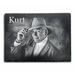 Best 20 x 15 cm Schiefertafel mit Gravur – personalisierter Gedenkstein mit Foto & Wunschtext als wetterfester Grabschmuck Gedenksteine