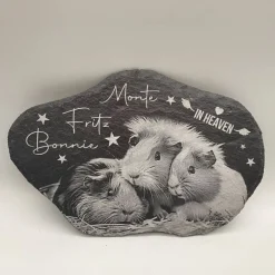 Sale 30 x 20 cm Wolke Schiefertafel mit Gravur – Personalisierter Gedenkstein mit Foto & Wunschtext – Tiere Gedenksteine