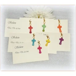 Sale 7 x Gastgeschenke Kreuzchen Taufe, Kommunion, Konfirmation, Give Away Kreuze mit Kärtchen Gastgeschenke