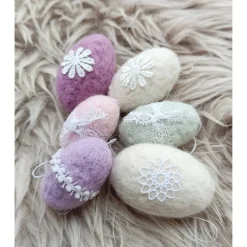 Sale 6 x OSTEREIER  PASTELL, 100%Wolle, ohne Styroporkern, Filzeier, Deko, handangefertigt Ostereier