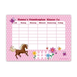 Stundenplan|meinAufkleberladen A4 Stundenplan | Pferde Sternchen - rosa - personalisierbar, optional wiederbeschreibbar