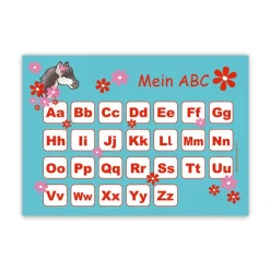 Sale ABC Lernposter | Pony Blumen - türkis rot Kinder Einschulung